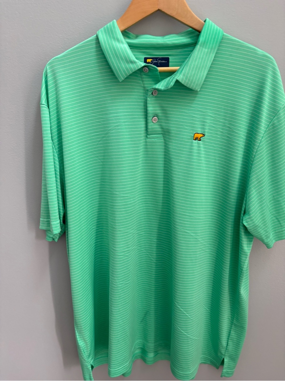 Jack Nicklaus Men's Striped Mint Green Polo with Embroidered Logo